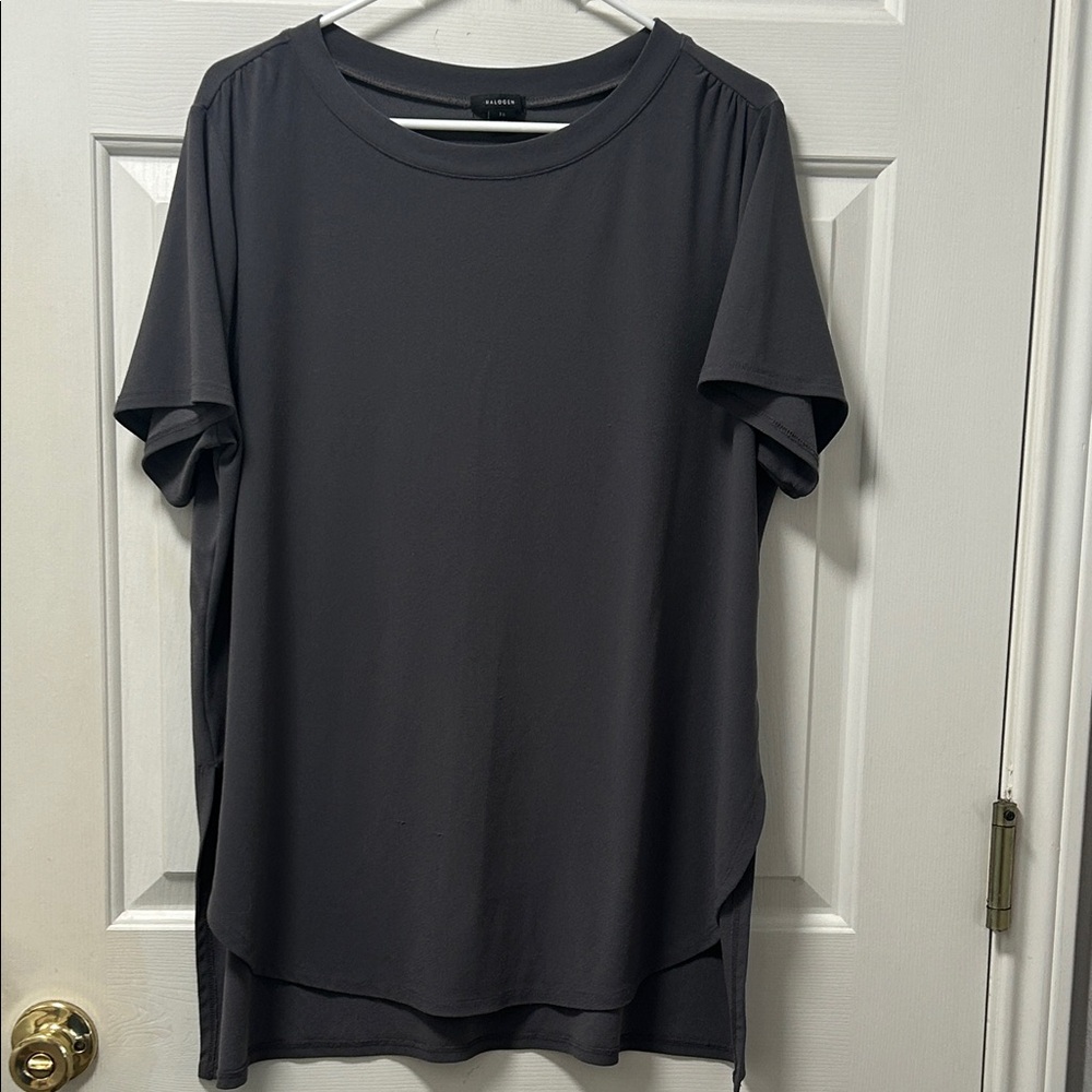 Halogen Gray Short Sleeve Tunic Shirt Top Size 1X